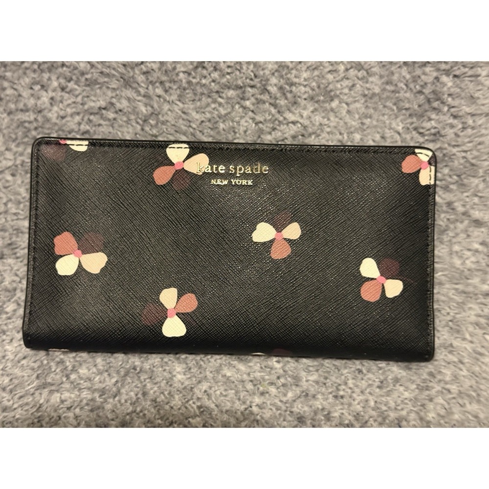 Kate Spade Cameron Dusk Buds Ditsy Large Slim Bifold Wallet NWOT